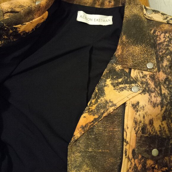 Alyson Eastman Distressed Cropped Lamb Leather Motorcycle Jacket Size S Rare - Picture 15 of 16